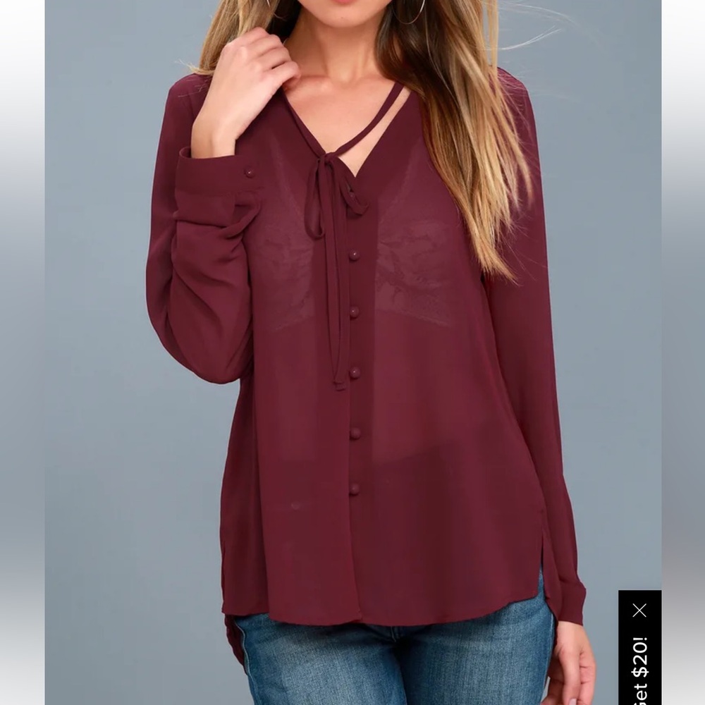 Lulus Style Education Burgundy Blouse
